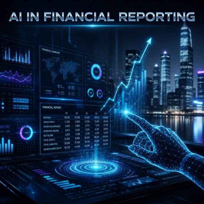 Luxury AI in Financial Reporting dashboard with automation and financial analytics