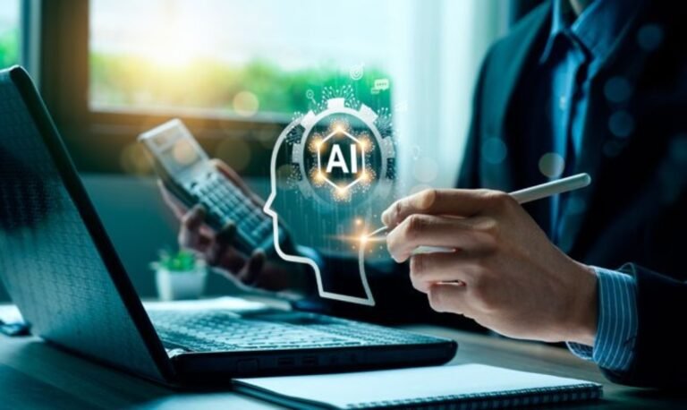 Luxury AI in Accounting technology dashboard with blockchain and FinTech innovation
